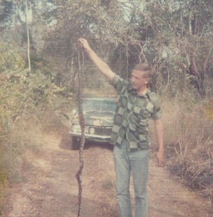 Bushmaster (venomous snake)- Strike provoked on heated 